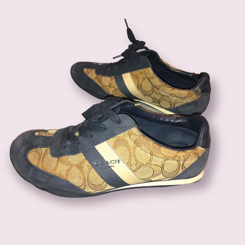 size 6 Coach Kelson signature outline sneakers blue & beige